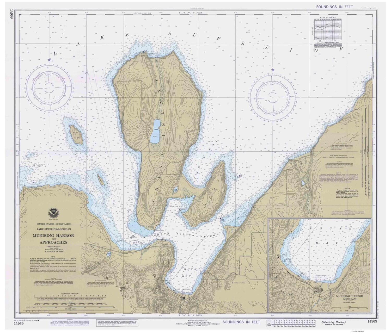 Grand Island Michigan Map Munising Harbor And Grand Island 1982 Lake Superior | Etsy Denmark