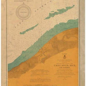 Eagle River on the Keweenaw Peninsula 1904 - Lake Superior - Michigan Nautical Map Reprint  -  Harbors small 949-color