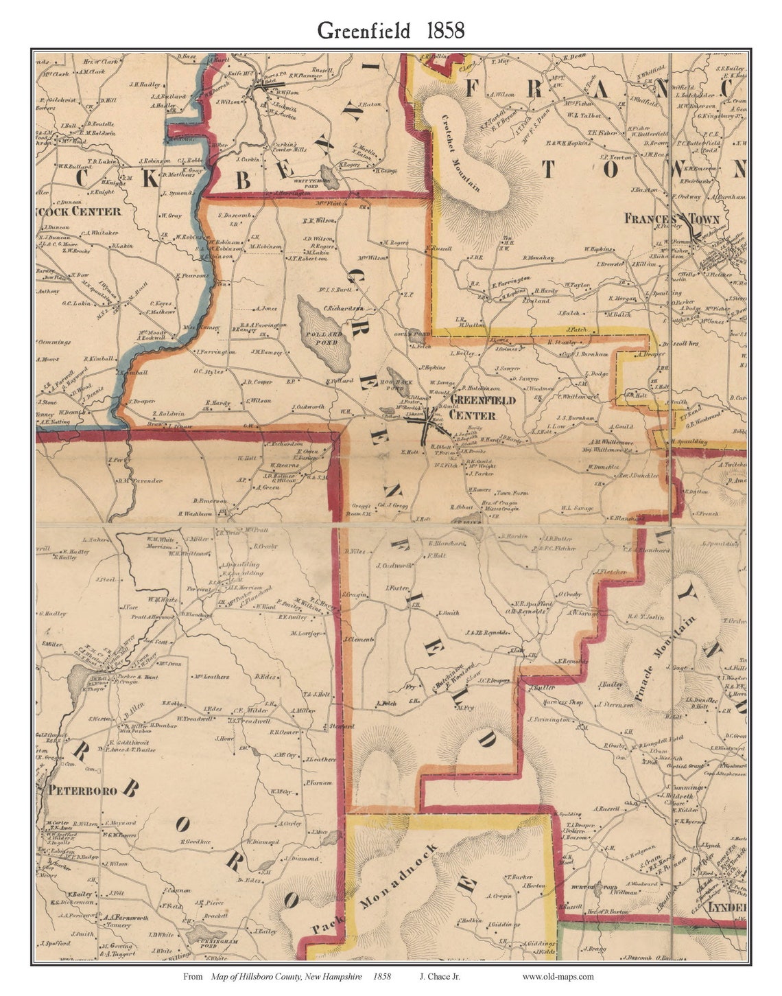 Greenfield 1858 Old Town Map With Homeowner Names New Etsy