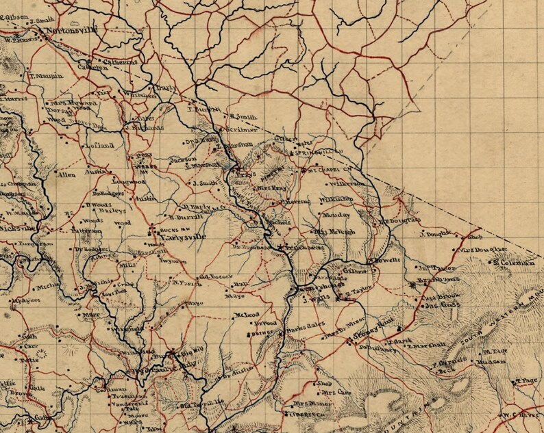 Albemarle County Virginia 1860x Old Wall Map With Homeowner Etsy