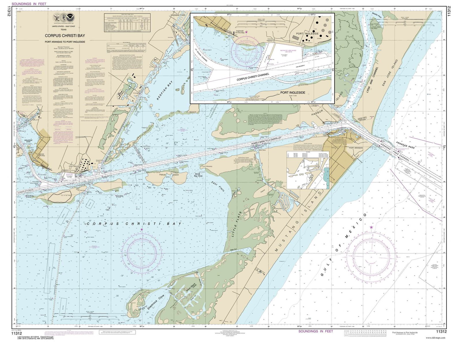 Corpus Christi Bay 2015 Nautical Map Texas Reprint AC - Etsy