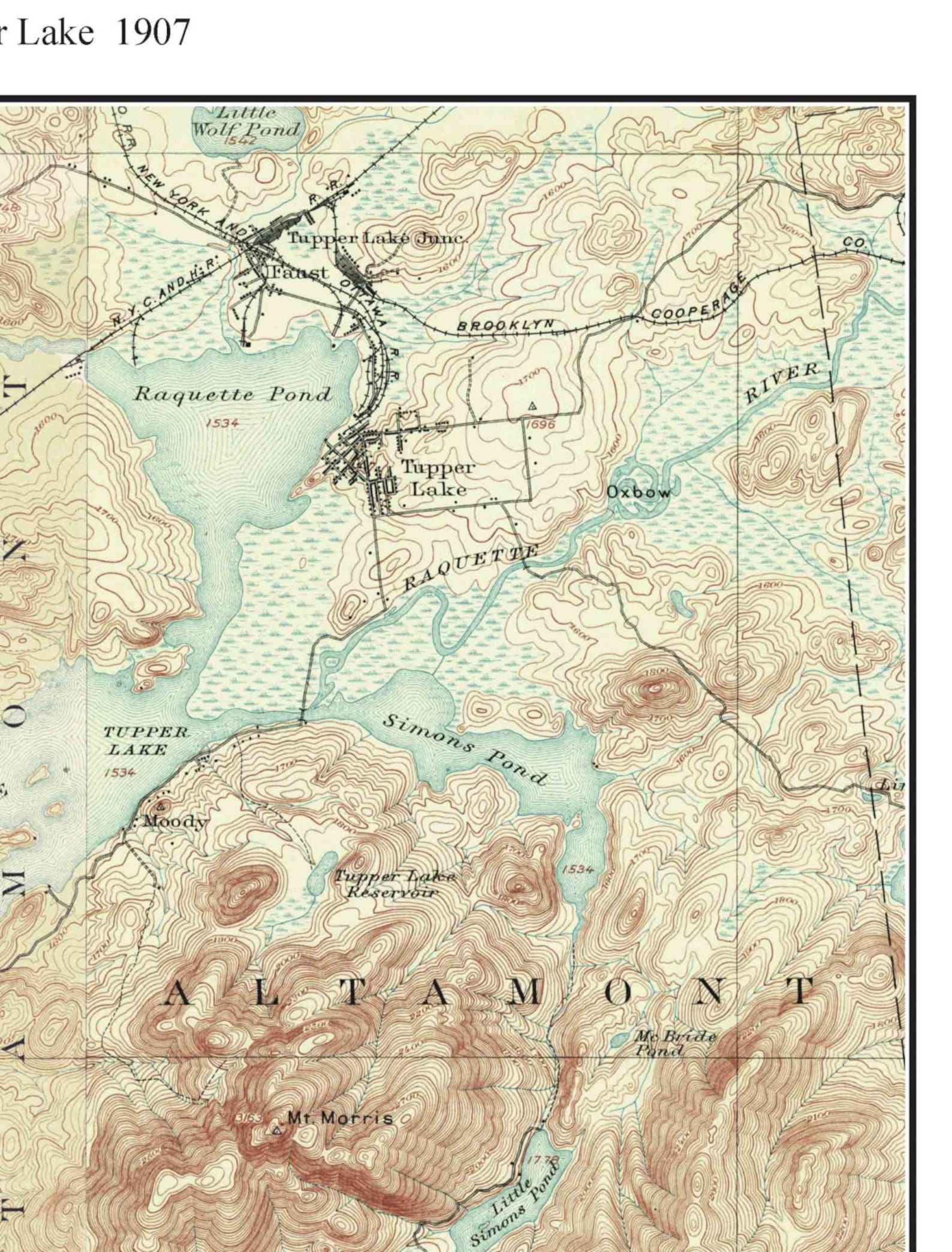 Tupper Lake 1907 USGS Old Topographic Map Little Tupper Lake Etsy