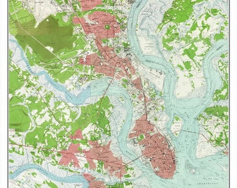 Charleston City 1958 Map Reprint - Saint Andrews - 7x7 Old Topographic USGS Custom Composite COAST - South Carolina - 09