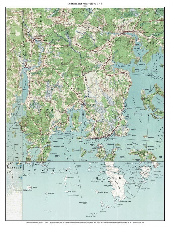 ラジオ・コンポ Vintage Memtek MAP-2100Sony Addison and Jonesport 1942 Old Topographic Map USGS Custom
