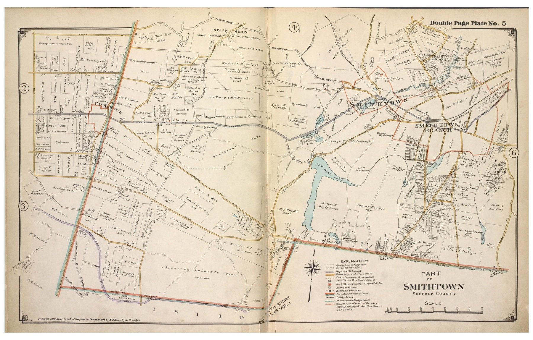 Smithtown South Commack 1917 Long Island New York Suffolk Co Atlas V1 ...