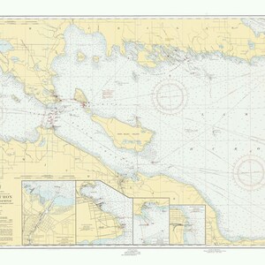 De Tour Passage Straits of Mackinac 1955 - Lake Huron Lake Michigan Cheyboygan Nautical Map Reprint - Great Lakes Harbors #6 - 060