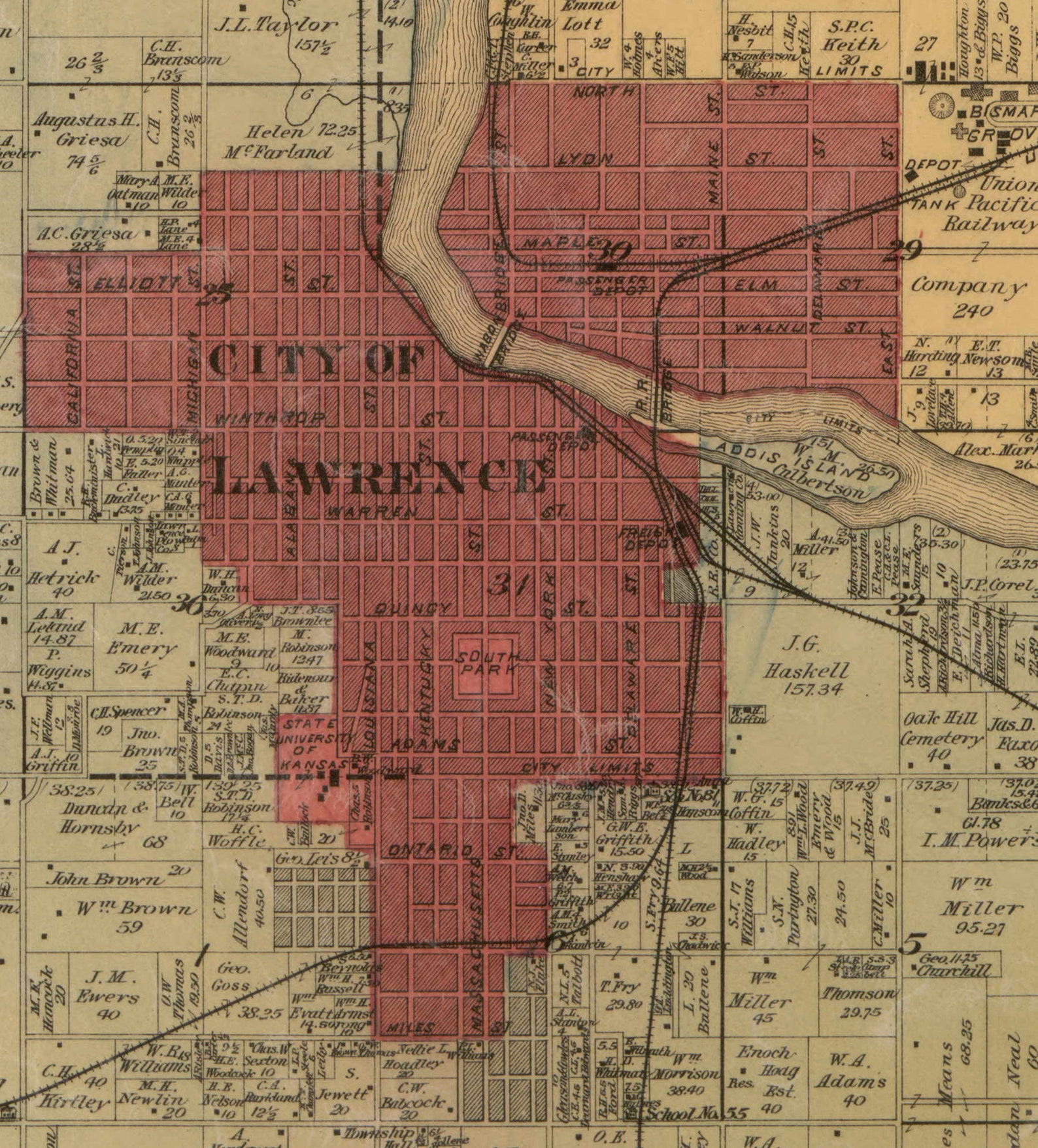Douglas County Kansas 1897 Old Wall Map Reprint Etsy