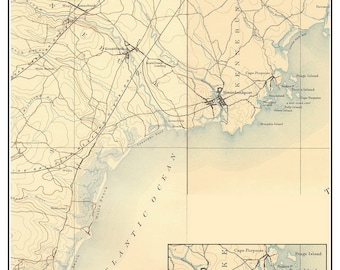 Kennebunkport & Ogunquit 1891 Old Topographic Map USGS  Custom Composite Reprint Maine