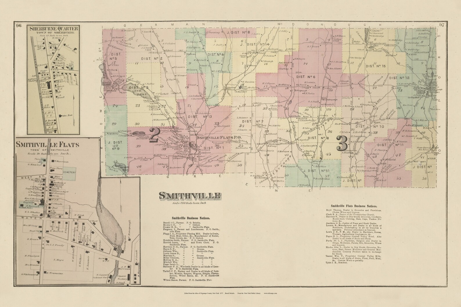 Smithville 1875 Smithville Flats Sherburne Quarter Map Etsy