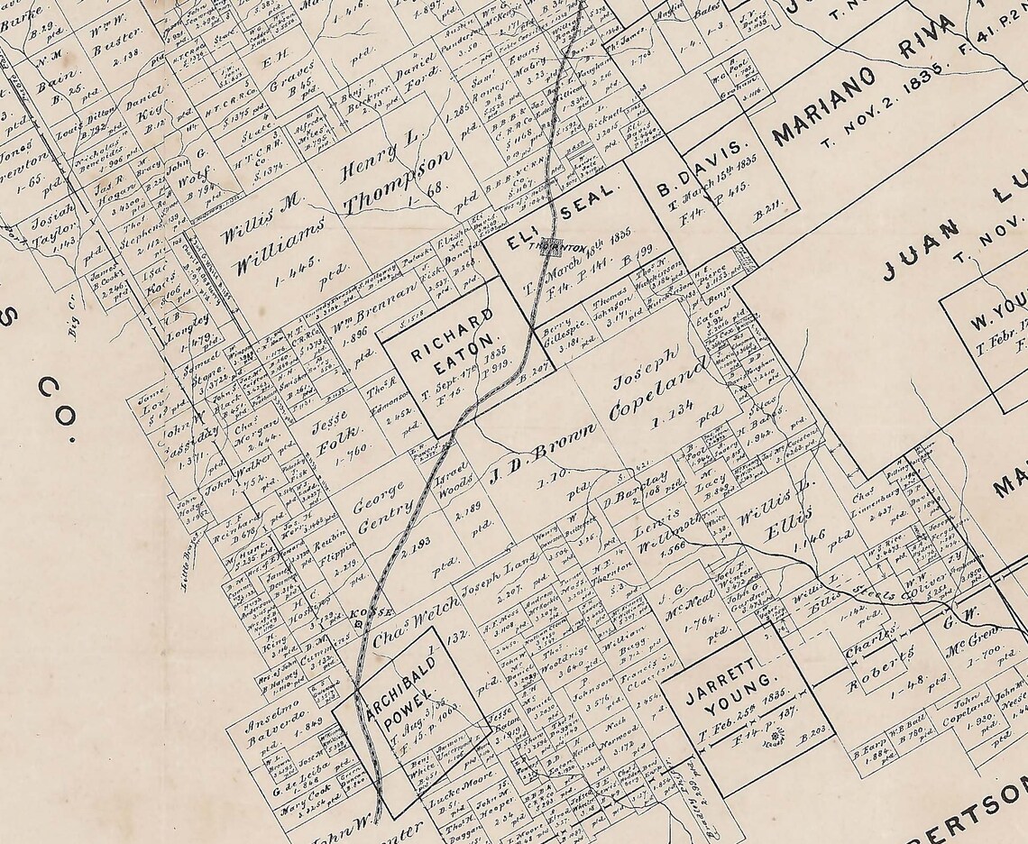 Limestone County Texas 1877 Old Wall Map With Lot Lines Etsy