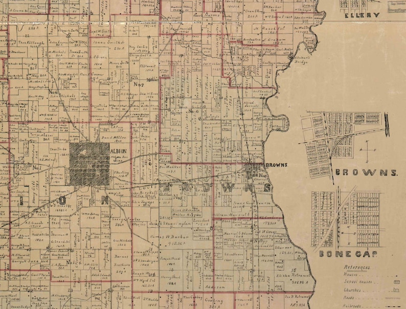 Edwards County Illinois 1891 Old Wall Map Reprint With Etsy