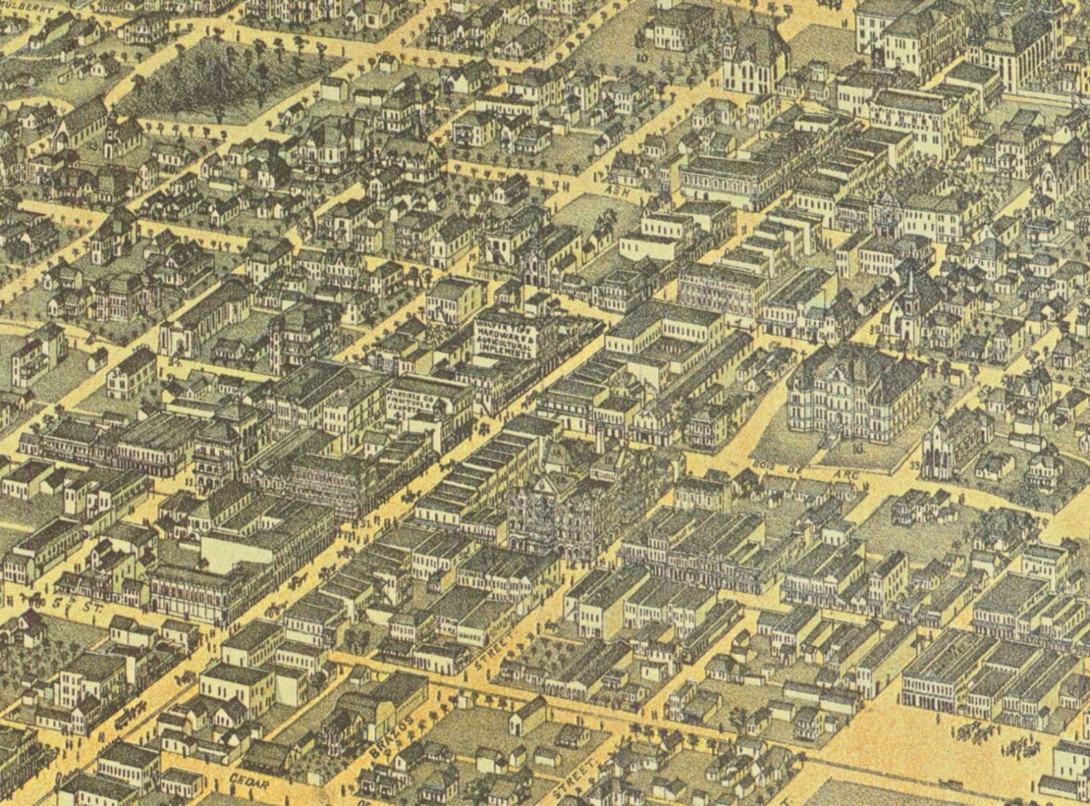 Austin Texas 1887 Birds Eye View Reprint Etsy