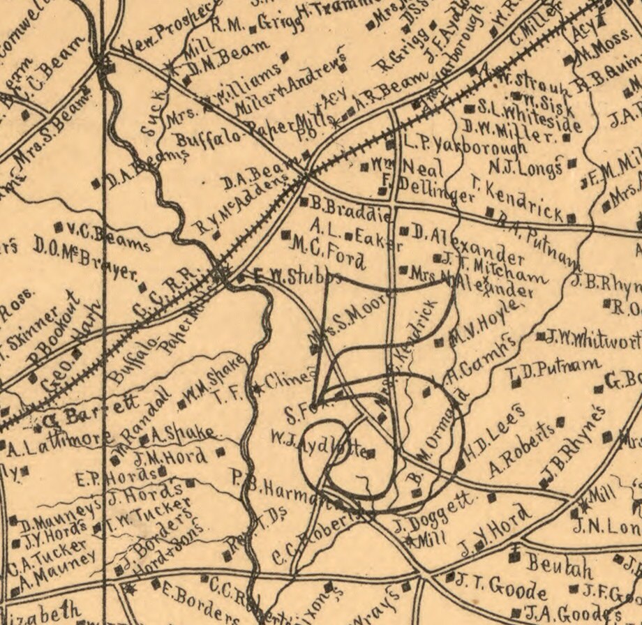 Cleveland County North Carolina 1886 Old Wall Map With Etsy