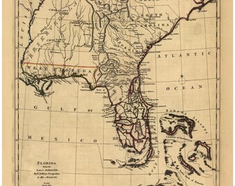 Florida and Reserved Lands - 1763 - Old Map Reprint USA 1768 Atlas 39