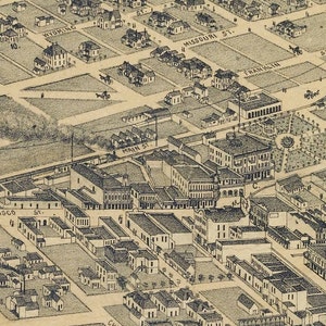 El Paso Texas 1886 Birds Eye View Reprint Etsy