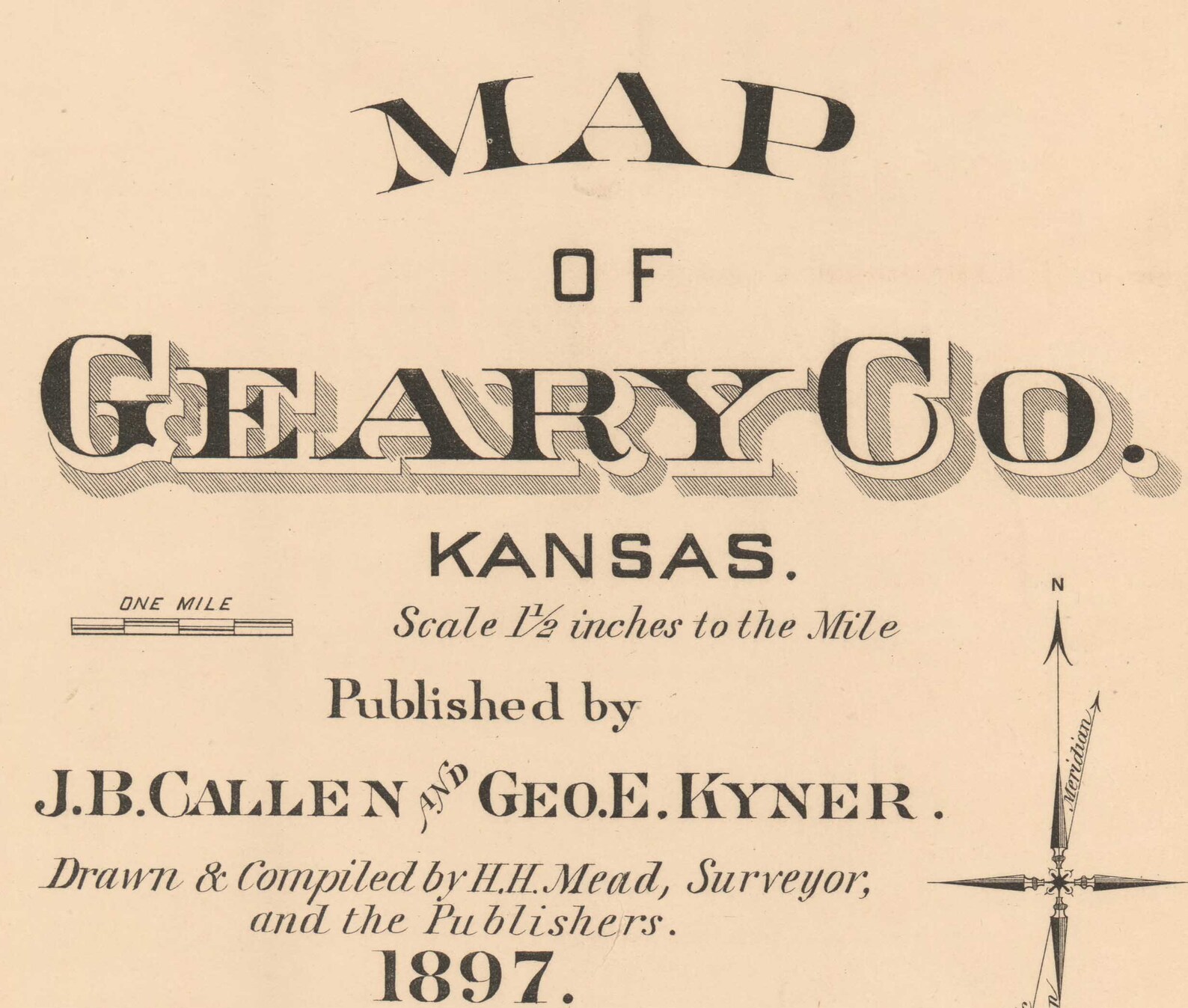 Geary County Kansas 1897 Old Wall Map Reprint Landowner Etsy
