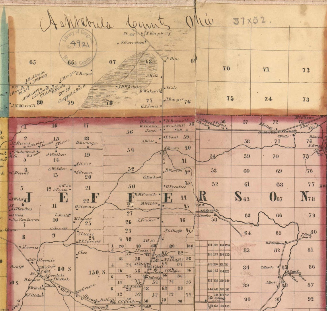Ashtabula County Ohio 1856 Old Wall Map Reprint With Etsy