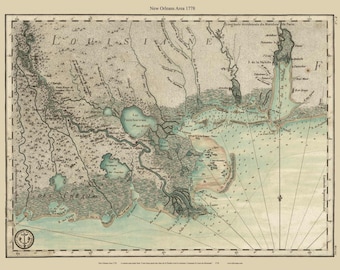 New Orleans Area 1778 Gulf Coast Map - USA Regionals CUSTOM