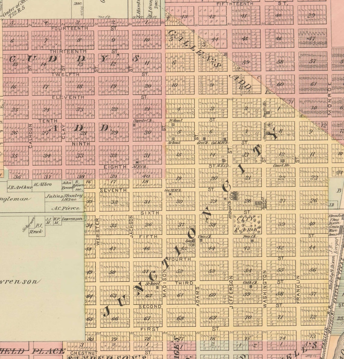 Geary County Kansas 1897 Old Wall Map Reprint Landowner Etsy