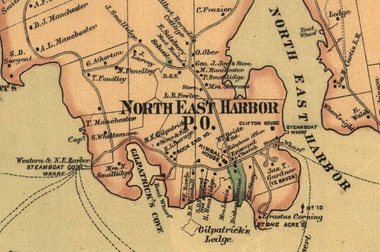 Tremont Maine Town Map 1887 Mount Desert Island somes Sound Etsy