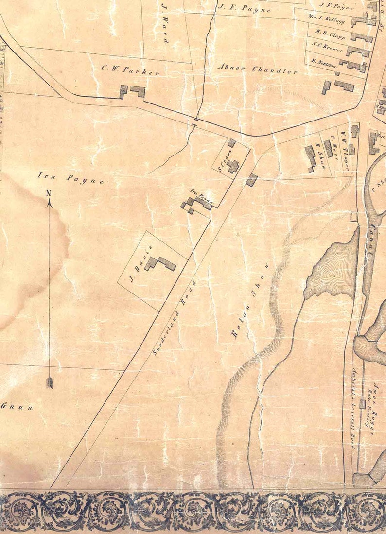Montague Massachusetts 1855 Stevens Old Town Map Reprint Etsy