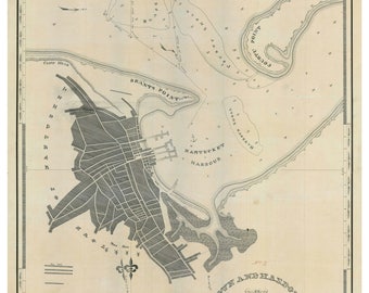 Nantucket Harbor 1826 map by Anderson