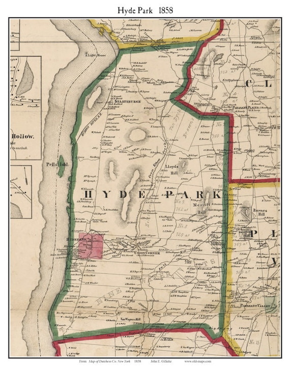 Hyde Park Ny Map Hyde Park 1858 Old Town Map With Homeowner Names New York | Etsy