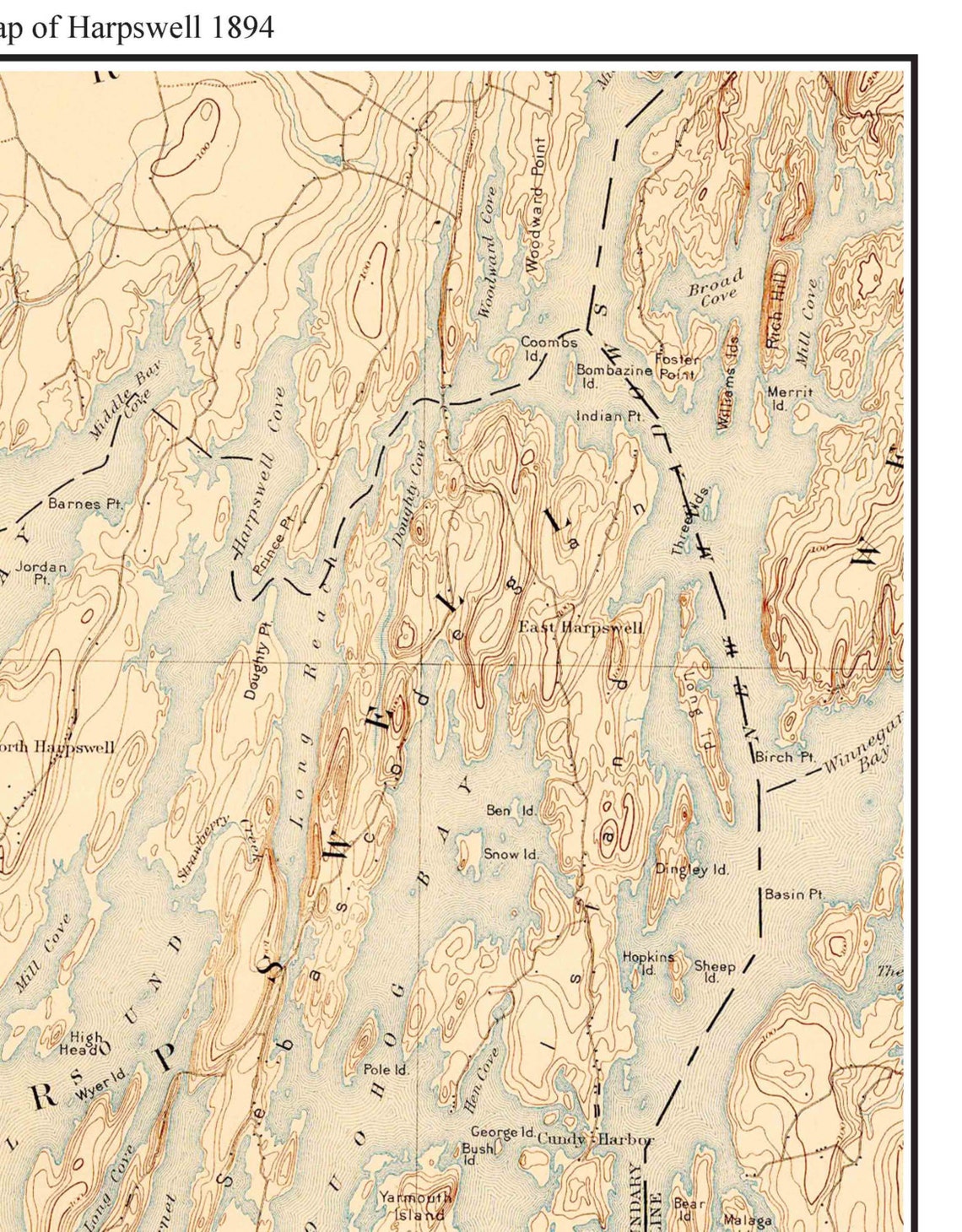 Harpswell 1894 Old Topographic Map USGS Custom Composite Etsy France