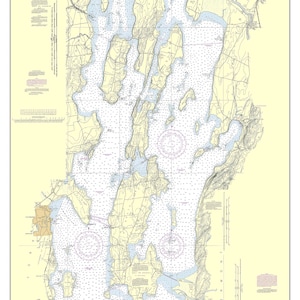 North Hero & South Hero Lake Champlain - 2013 Vermont - New York Nautical Chart - Custom Print