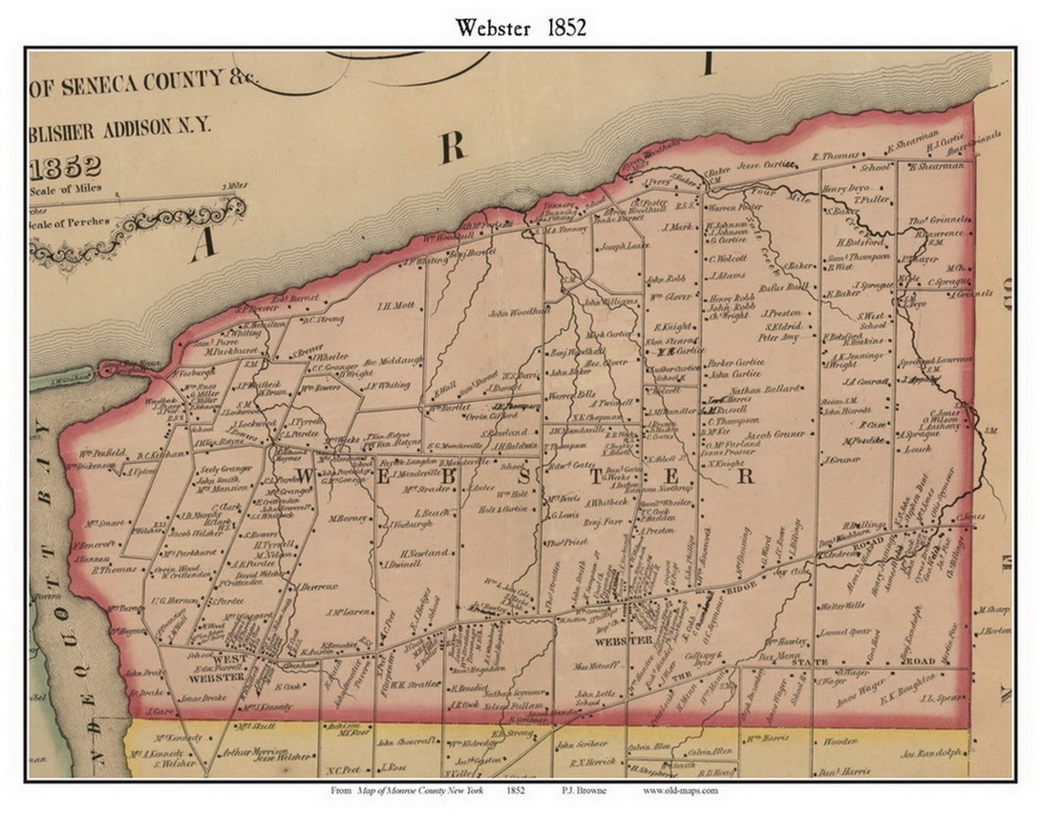 ster 1852 Old Town Map With Homeowner Names New York Etsy