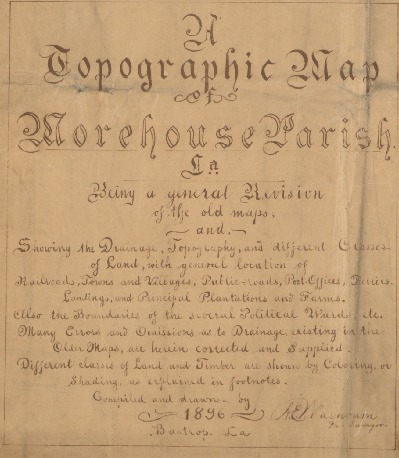 Morehouse Parish Louisiana 1896 Old County Wall Map with Etsy