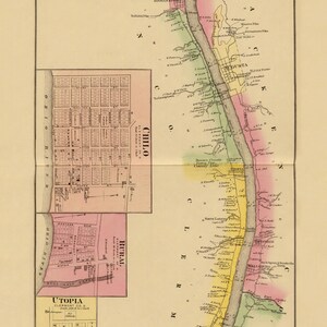 May include: An antique map of the Upper Ohio River and Valley, Part XXIV, showing the area from 33 to 49 miles above Cincinnati and 434 miles below Pittsburgh. The map is divided into sections, each with a different color, and includes the towns of Augusta, Chilo, Rural, and Utopia. The map is dated 1877.