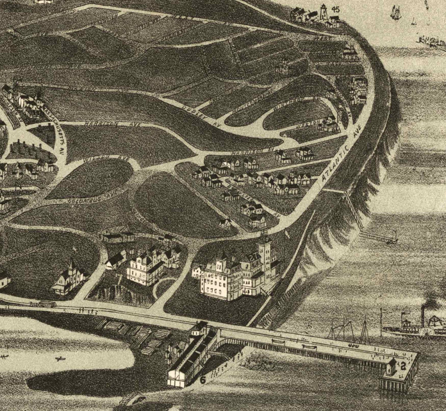 Cottage City Oak Bluffs 1890 Birds Eye View Martha's Etsy