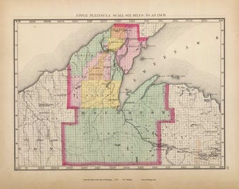 Houghton County Michigan 1873 - MI Atlas 1873   #117