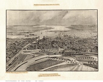 Providence Rhode Island - 1896 Birds Eye View -  May D. Mason Reprint
