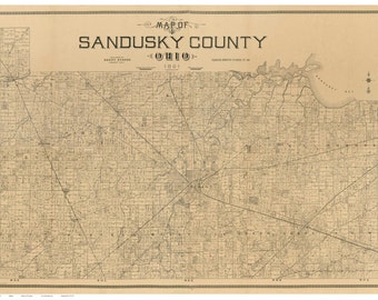 Sandusky County Ohio 1891a - Old Wall Map Reprint with Homeowner Names - Farm Lines