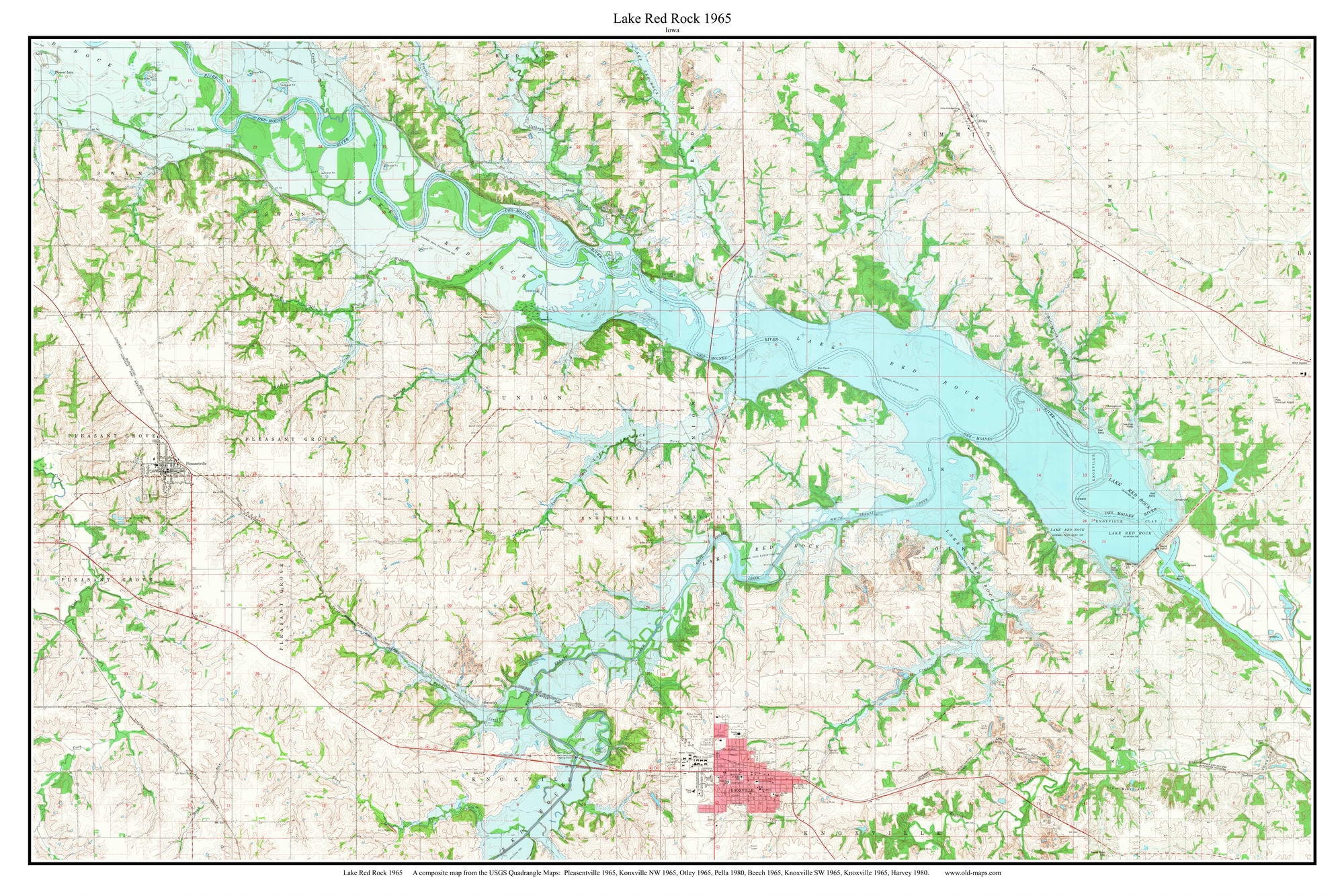 Map Of Lake Red Rock Iowa Lake Red Rock 1965 Old Map Topo Custom Composite Usgs Reprint Etsy