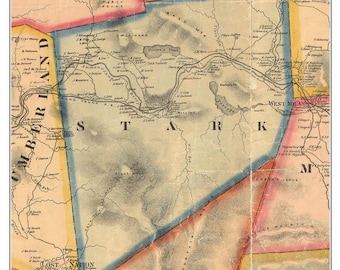 Stark 1861 Old Town Map with Homeowner Names New Hampshire - Reprint Coos Co. NH TM