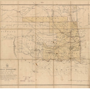 Oklahoma Indian Territory 1866 Old Map- State Reprint