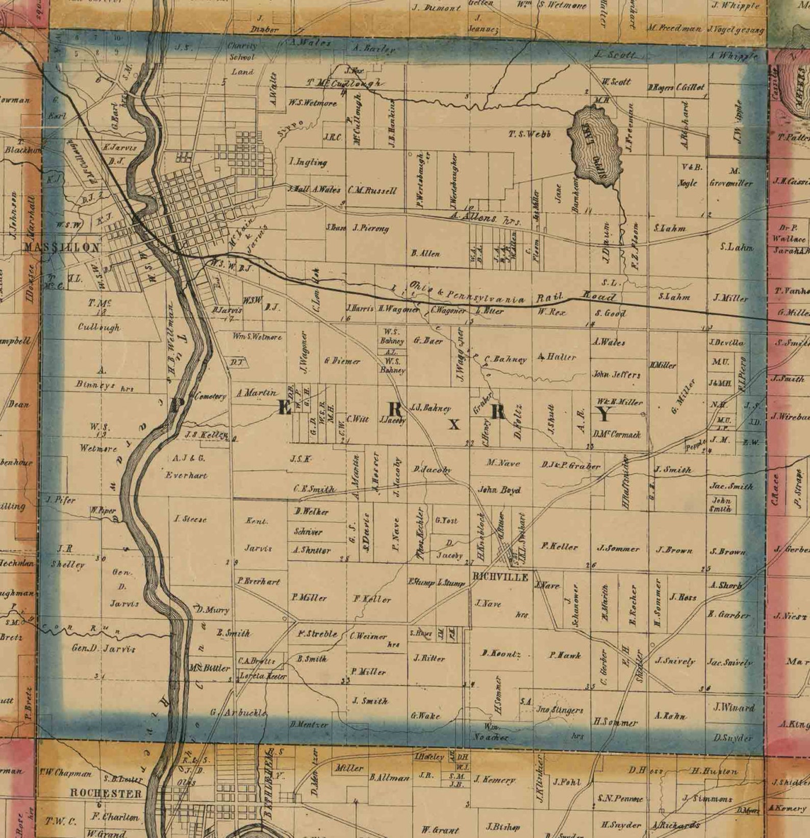Stark County Ohio 1850 Old Wall Map Reprint With Homeowner - Etsy