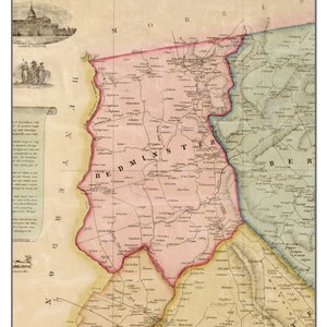 Bedminster 1850 Old Town Map with Homeowner Names  Somerset County New Jersey - Reprint Genealogy  NJ TM