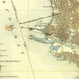 San Francisco 1915 Custom Old Topo Map USGS The City Marin County East Bay Daly City Composite Reprint California image 5