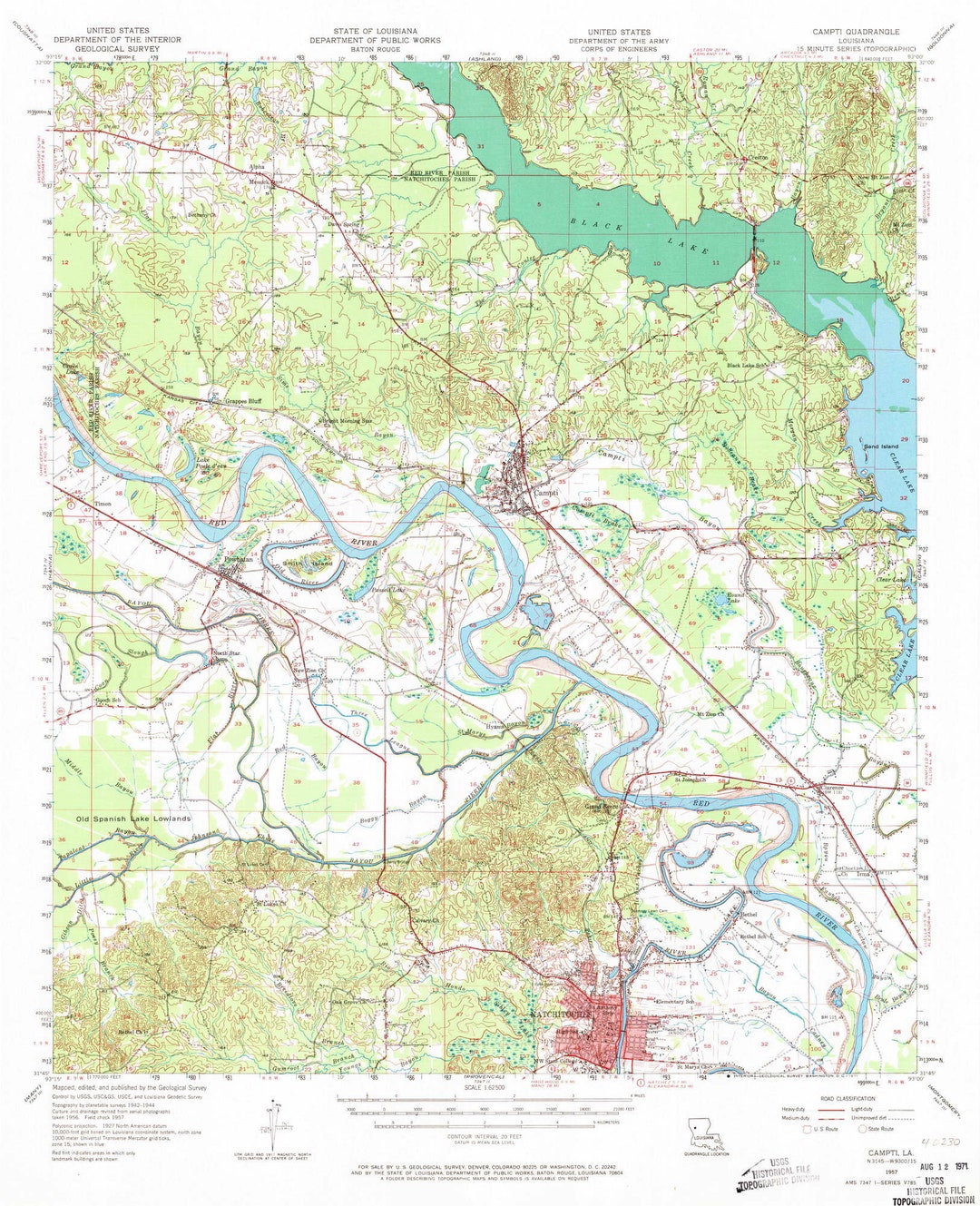 Campti 1957 1971 Old Topo Map Black Lake Red River Natchitoches Quad