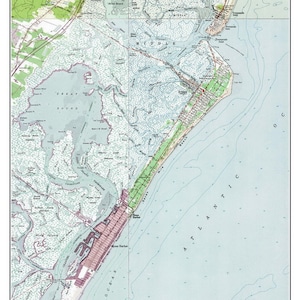 Avalon & Seven Mile Beach 1953 Old Topographic Map USGS  Custom Composite Reprint New Jersey 18