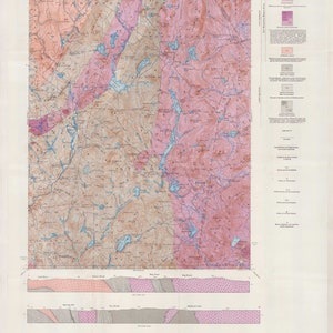 Lovewell Mountain Geologic Map 1950 Old Map Reprint - Map & Legend - New Hampshire USGS