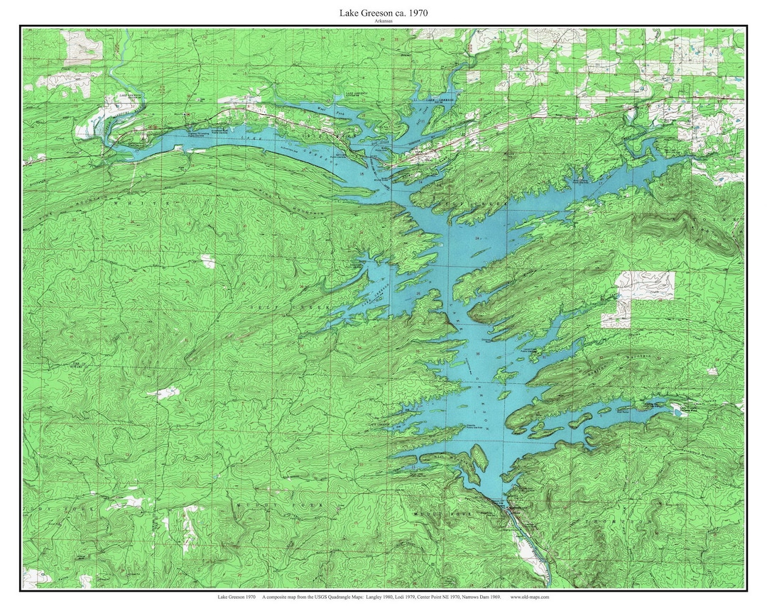 Lake Greeson 1970 USGS Old Topo Map Custom Composite Reprint Arkansas 