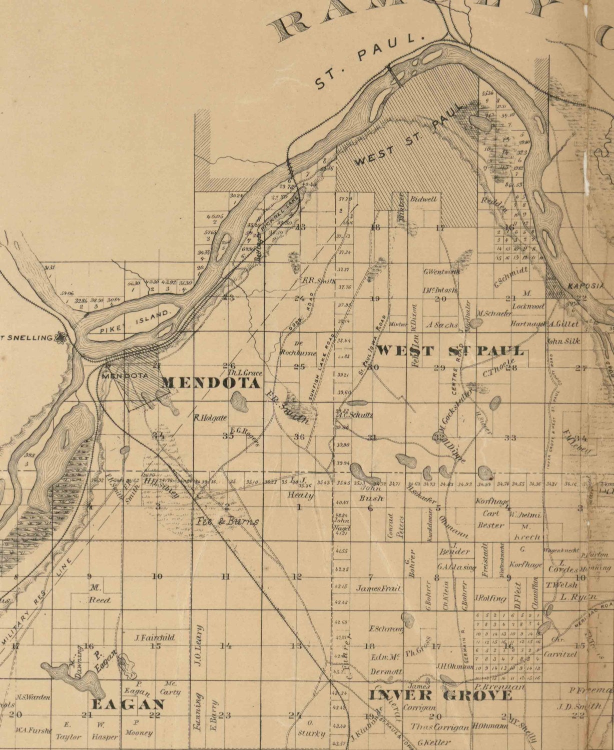 Dakota County Minnesota 1874 Old Wall Map Reprint With Etsy