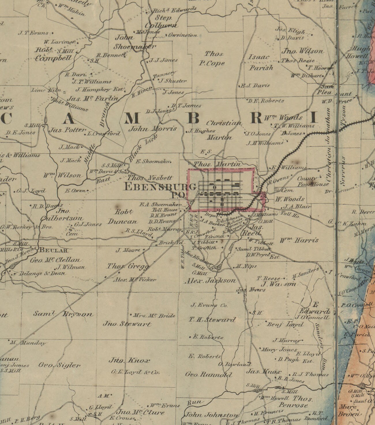 Cambria County Pennsylvania 1867 Old Wall Map with Homeowner Etsy