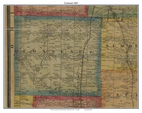 Conneaut 1865 Old Town Map With Homeowner Names Pennsylvania - Etsy