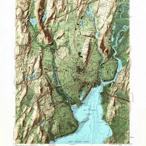 New Haven 1954 Old Topo Map -  Whitney Lake, Quinnipiac River, West River, Hamden - 7x7  USGS Topographic quad reprint  330718 - Connecticut